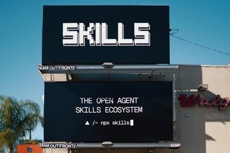 AI agent technology displayed on a digital billboard